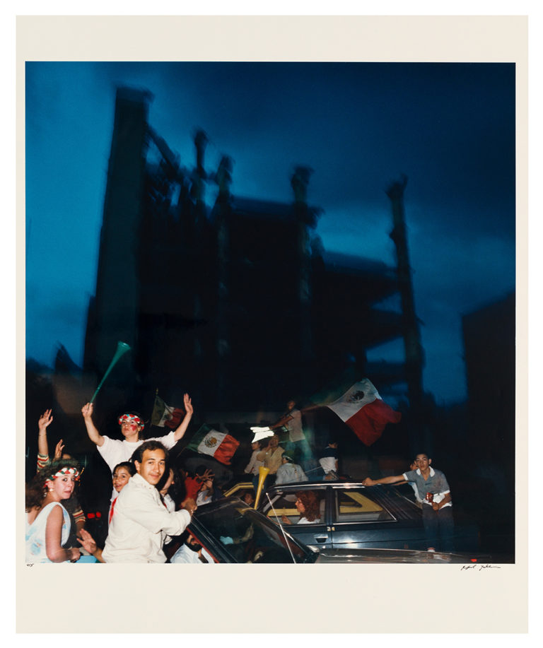 Rafael Goldchain, <em>Earthquake Ruins and Soccer Celebrants, Mexico City</em>, from the series <em>Nostalgia for an Unknown Land</em>, 1986. Chromogenic colour print. Ryerson Image Centre,
gift of Howard and Carole Tanenbaum, 2017.
