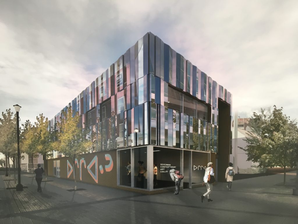 A rendering of the new Ociciwan Contemporary Art Centre, due to open in downtown Edmonton in summer 2019. 