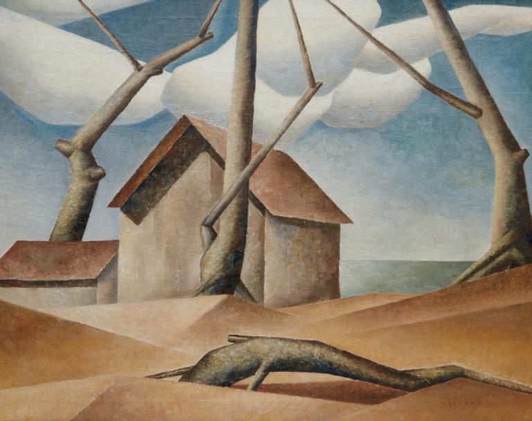 Consignor set a new record for Bertram Brooker with this 1942 painting, <em>Delta Ice House</em>.