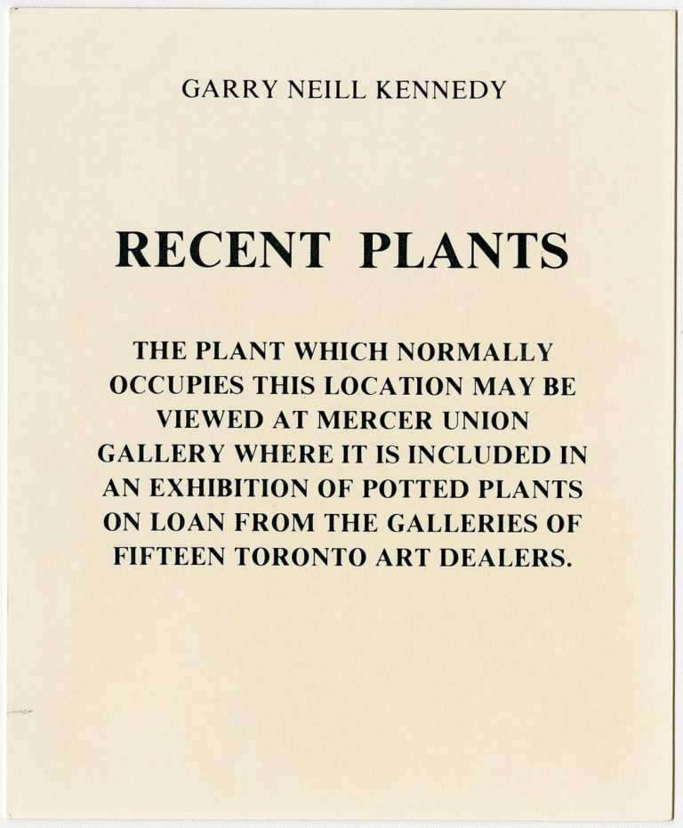 Gallery placard for Garry Neill Kennedy's 