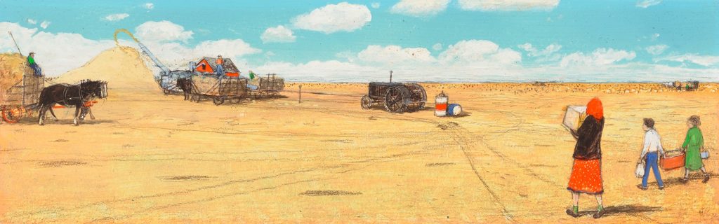 William Kurelek's <em>Threshing Outfit Being Brought Lunch</em> was bought directly from the artist in 1972 for $250. It is expected to go for much more at Consignor's auction next week.