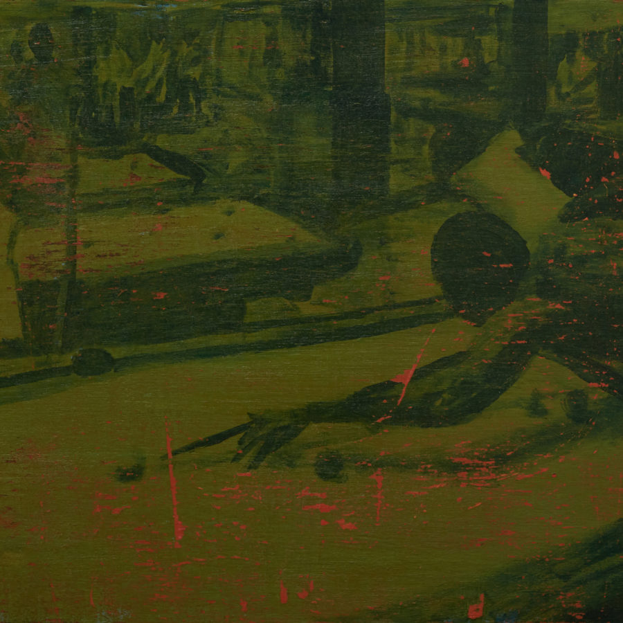 Ibrahim Abusitta, <i>The Players II</i>, 2018
Acrylic on wood panel, 16” x 20” x 1.5”