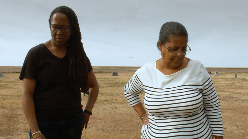 Deanna Bowen and Angela Bates in Deanna Bowen's 2017 film, <em>We Are From Nicodemus</em>. Courtesy the artist. 