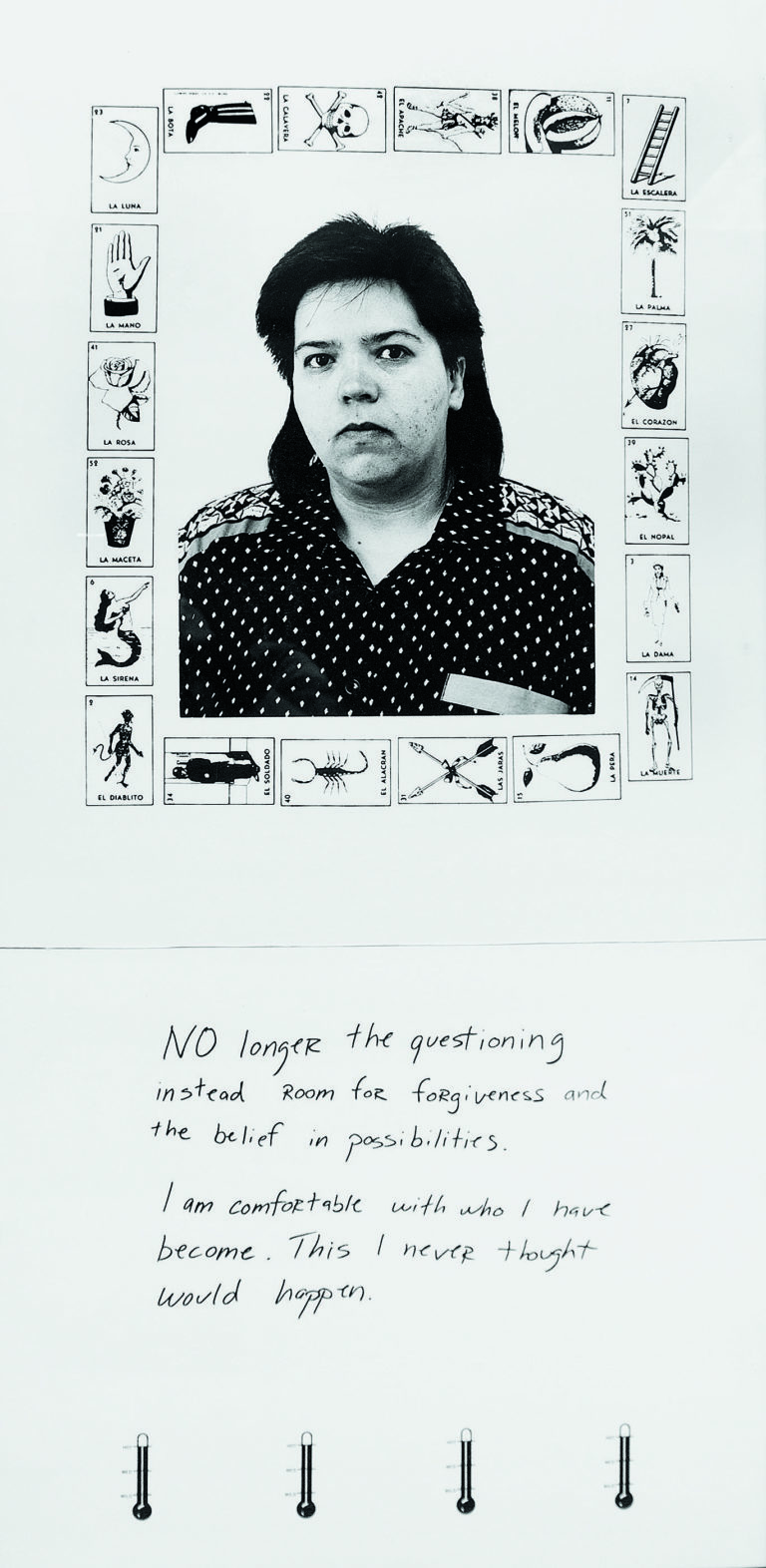 Laura Aguilar, <em>How Mexican is Mexican (Part 3C)</em>, 1990. Gelatin silver print, 101.6 x 50.8 cm. 