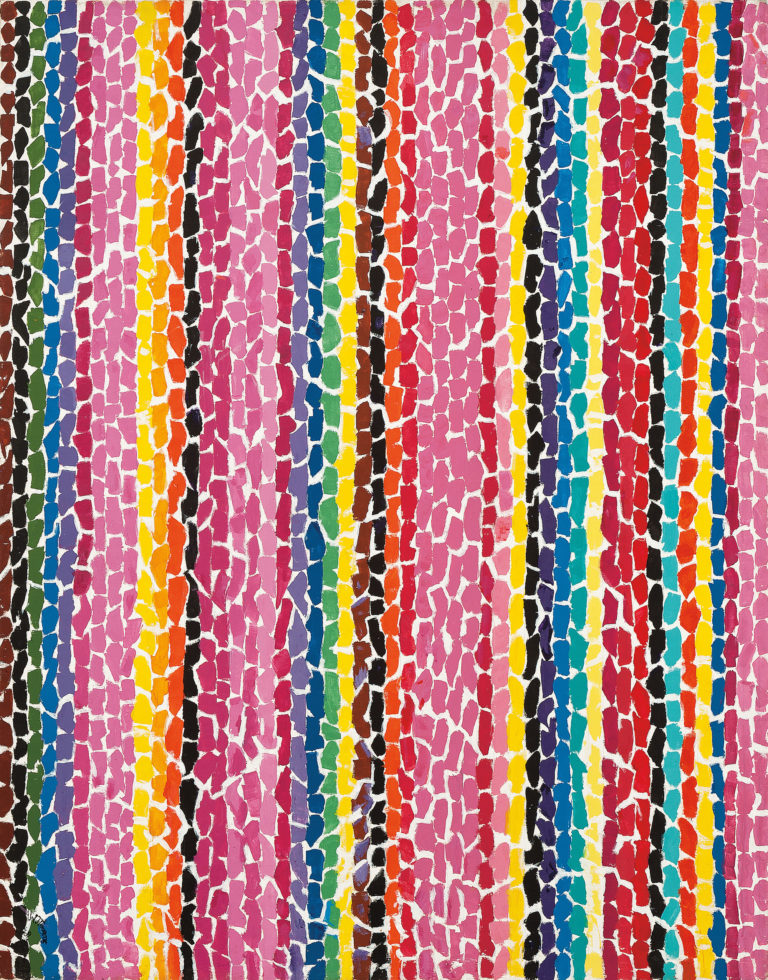 Alma Thomas, <em>The Azaleas Sway With the Breeze</em>, 1969. Acrylic and graphite on canvas, 1.62 x 1.27 m. Private collection. Courtesy Michael Rosenfeld Gallery LLC, New York. 