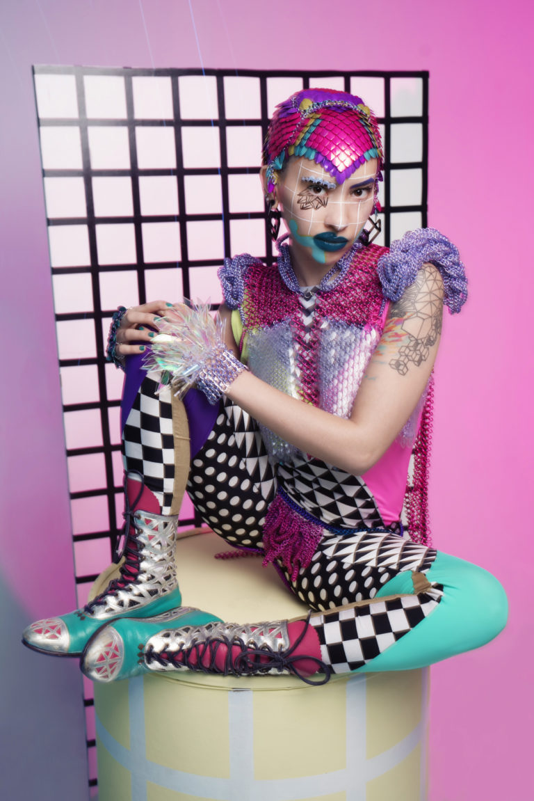 Sky Cubacub is the next speaker in the Disruptions: Dialogues on Disability Arts series in Ottawa. Credit: Ryan Burke for POSTURE X PAPER CELEBRATES THE GENDER-FLUID FUTURE. Set Designer: Mo Pepin