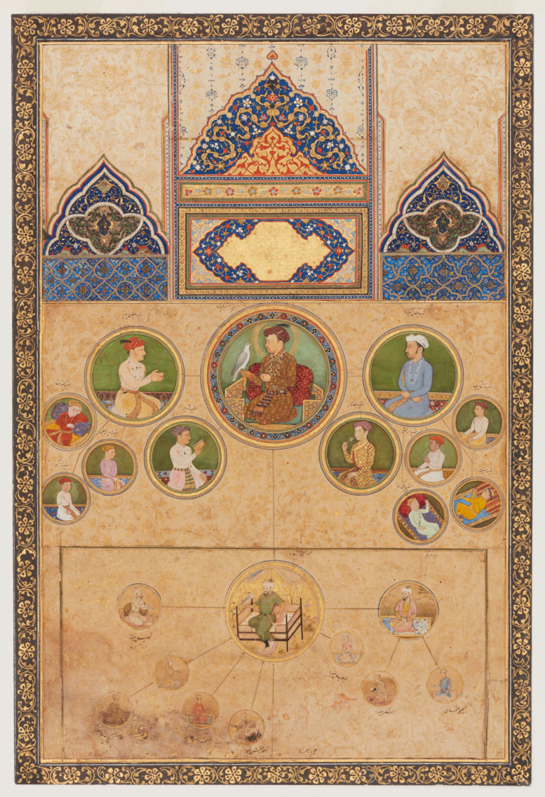 Genealogical Chart of Jahangir (signed by Dhanraj), Agra, India, 1610–23. Opaque watercolour, ink and gold on paper. © Aga Khan Museum.
