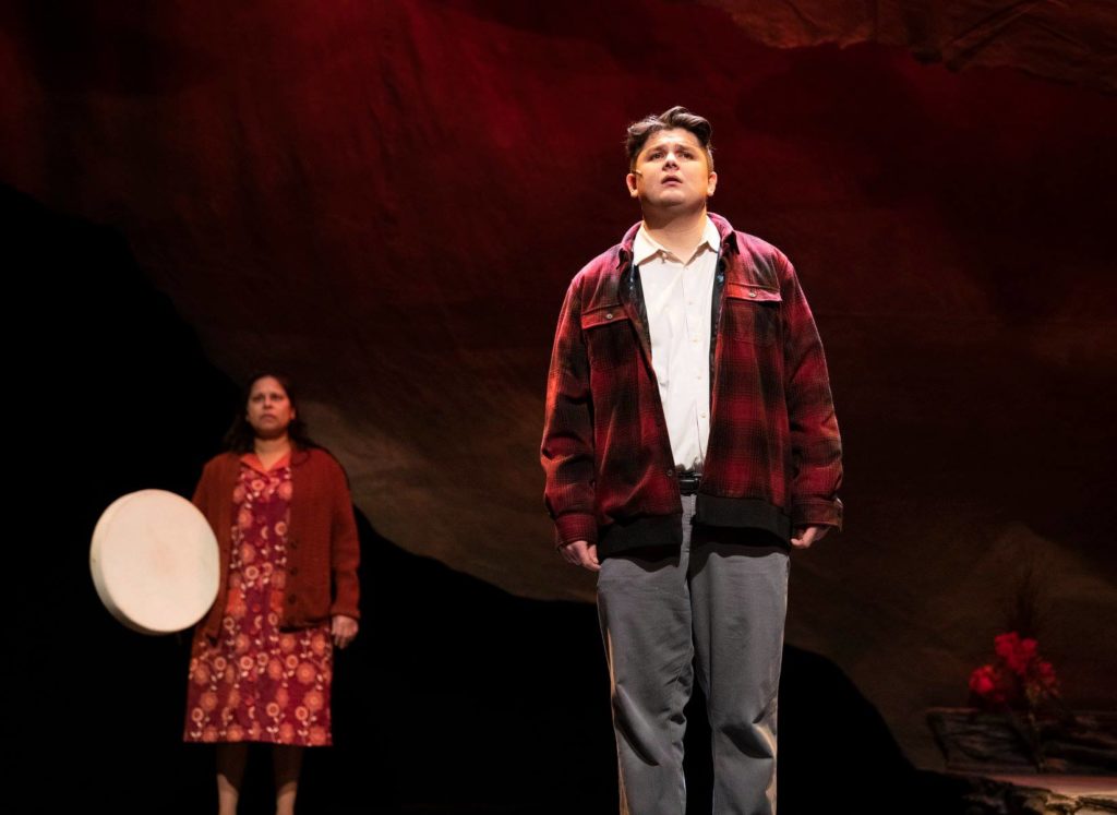 A scene from Corey Payette's musical play <em>Children of God</em>, about members of an Oji-Cree family sent to residential school. The Vancouver East Cultural Centre was one of the key partners in bringing the production to fruition in 2017, and a new boost in funding from the City of Vancouver will help the organization support its ongoing work. Photo: Facebook / The Cultch.