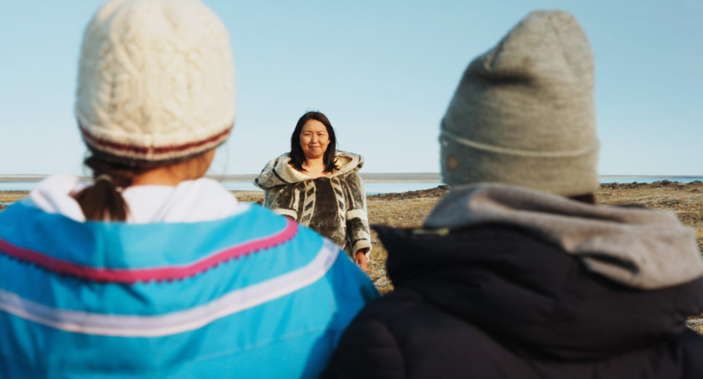 Still from <em>Tia and Piujuq</em>, 2018. Directed by Lucy Tulugarjuk. Film, 80 min. Courtesy Sivumu Northern Productions.