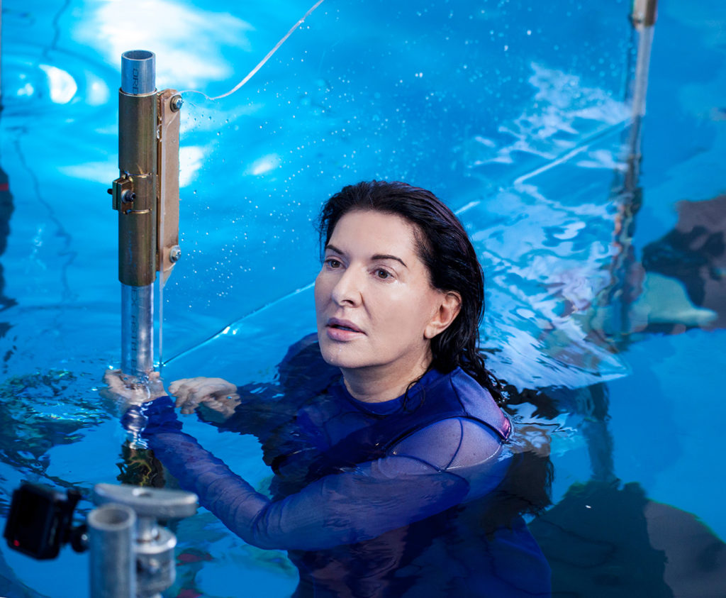 Marina Abramovic, <em>Rising</em>, 2017. Production photo. Courtesy Acute Art.