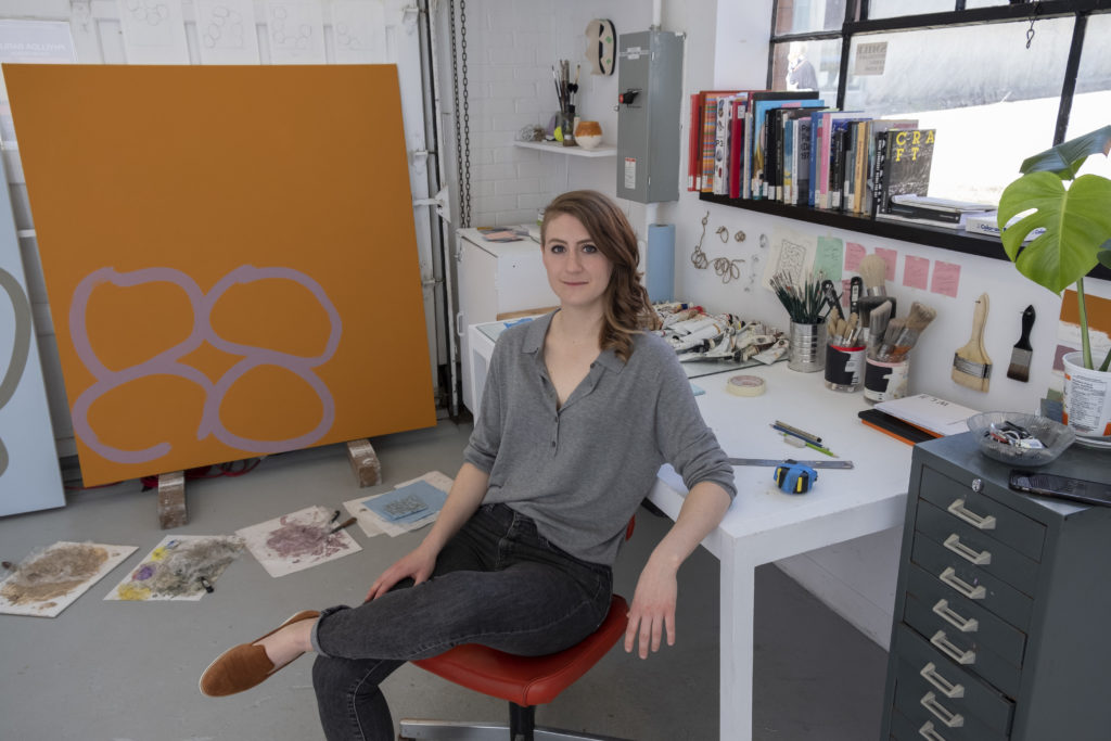 Painter Caroline Mousseau in her studio. Photo: Richelle Forsey.