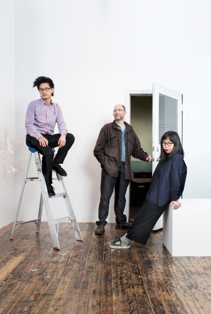 At CSA Space, Steven Tong, Christopher Brayshaw and Steffanie Ling work collectively to promote innovative programming with a dash of DIY. Photo: Jimmy Jeong, 2017.