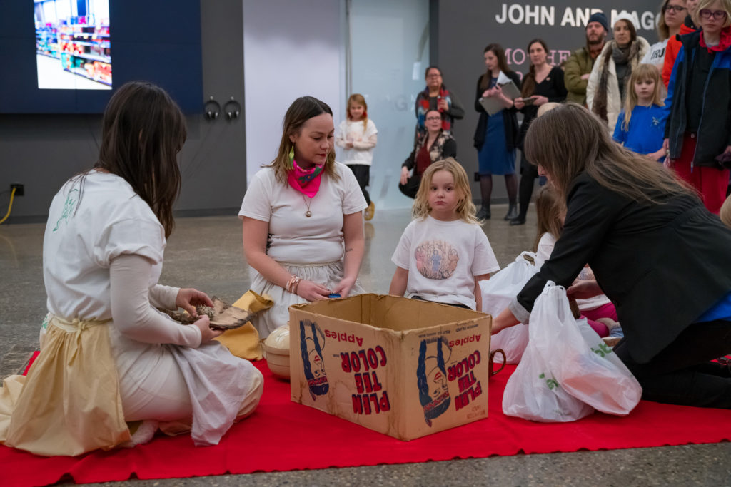 The Ephemerals and their collaborators during the performance <em>So Bey</em> (2019), part of “Mothering Spaces” at the Mitchell Art Gallery. 
