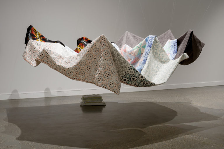 Tiffany Shaw-Collinge’s installation <em>Passage</em> (2019) in “Mothering Spaces” at the Mitchell Art Gallery. Photo: Blaine Campbell.