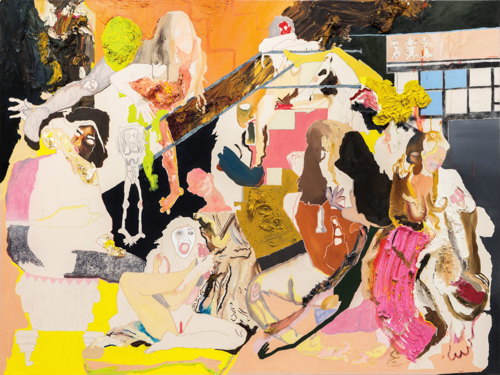 Cindy Phenix, <em>Polymorphism of Power</em>, 2017. Oil and pastel on canvas, 1.82 x 2.43 m. Courtesy Galerie Hugues Charbonneau.