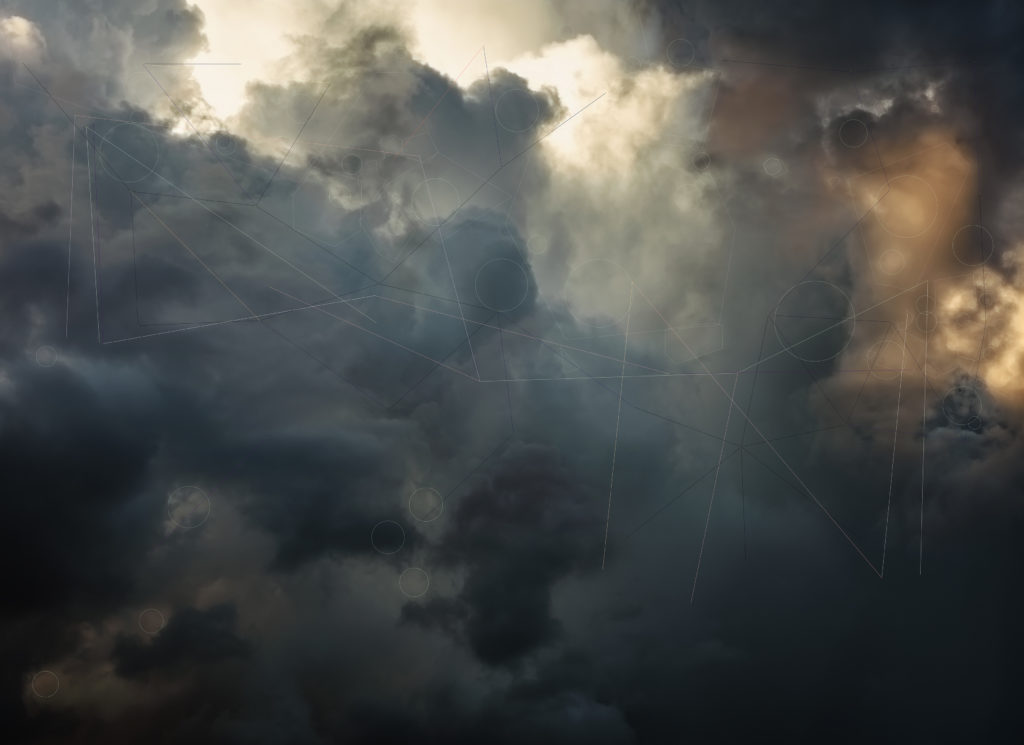 Trevor Paglen, <em>CLOUD #735, Scale Invariant Feature Transform; Region Adjacency Graph;
Watershed</em>, 2019. Dye sublimation print, 48 × 66 in. Courtesy of the Artist and Altman Siegel,
San Francisco.