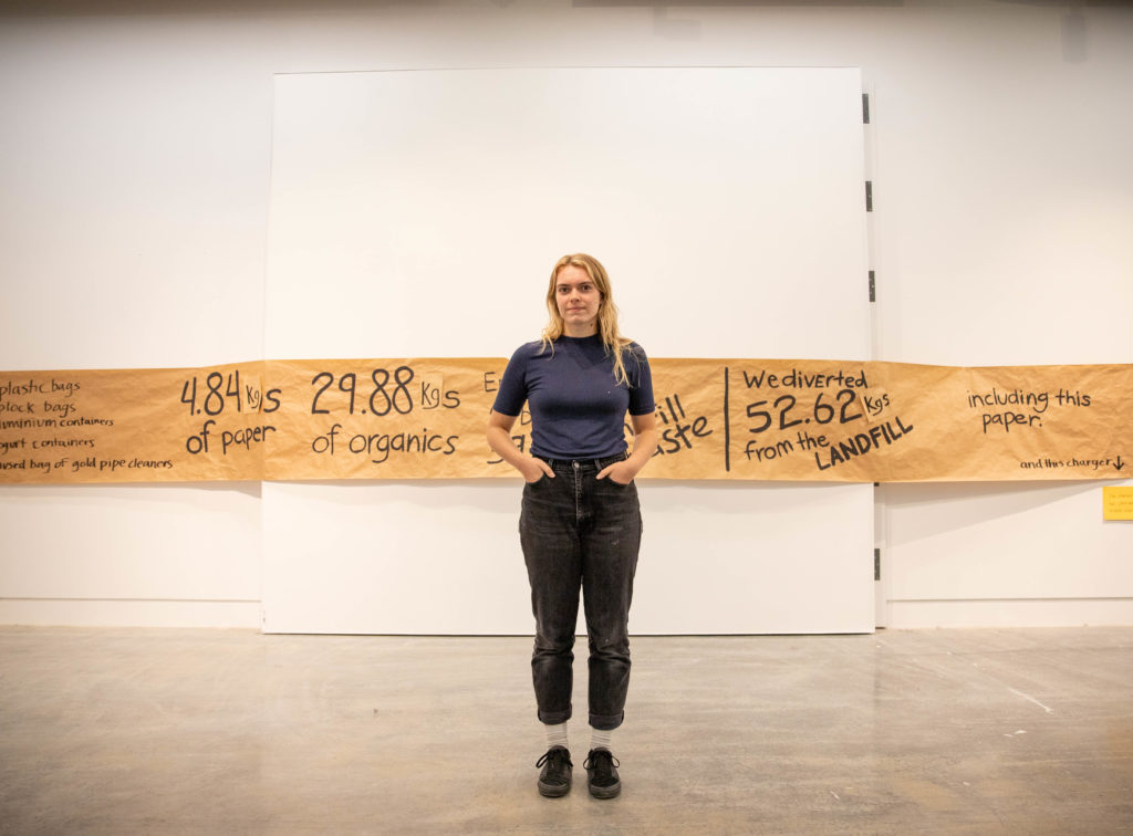 Student Maddy Phillips has been putting a focus on waste at Emily Carr University of Art and Design University in Vancouver. She says she's encouraged by the school's climate strike efforts, but says more is needed. Photo: Perrin Grauer / Emily Carr University.