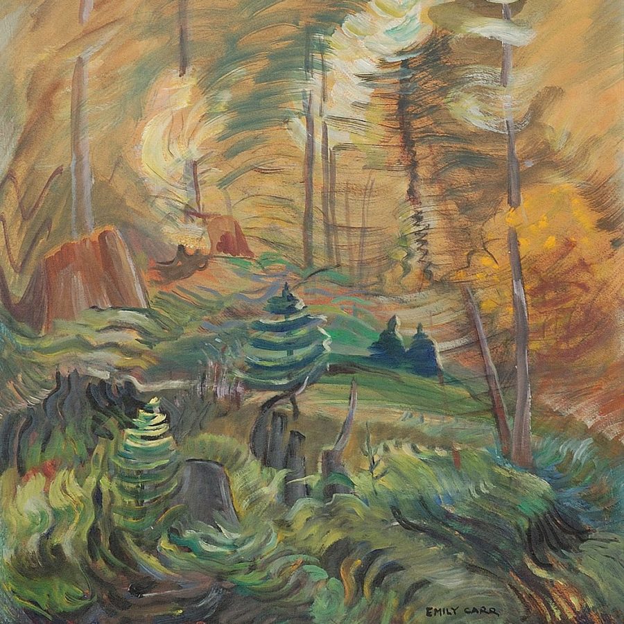 Emily Carr, Young and Old Trees, 1935, oil on paper, mounted on panel. Gift of Dr Max Stern in honour of Frances K. Smith, curator emeritus, 1983 (26-026)