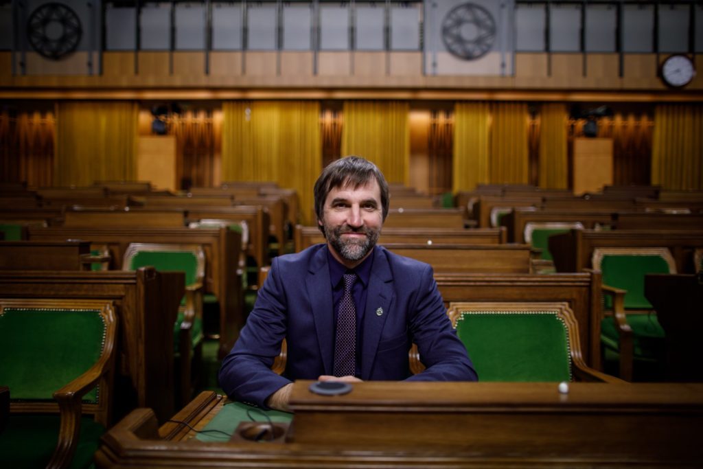 New MP Steven Guilbeault in the House of Commons on November 15, 2019. A few days later, Guilbeault became minister of Canadian heritage and official languages. Photo: Facebook/Steven Guilbeault.
