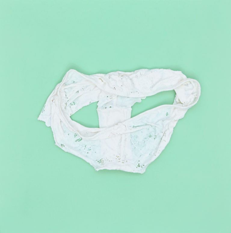 Yvonne Mullock, <em>My Panties - Favourite</em>, 2019. Porcelain. Collection of the Glenbow Museum.