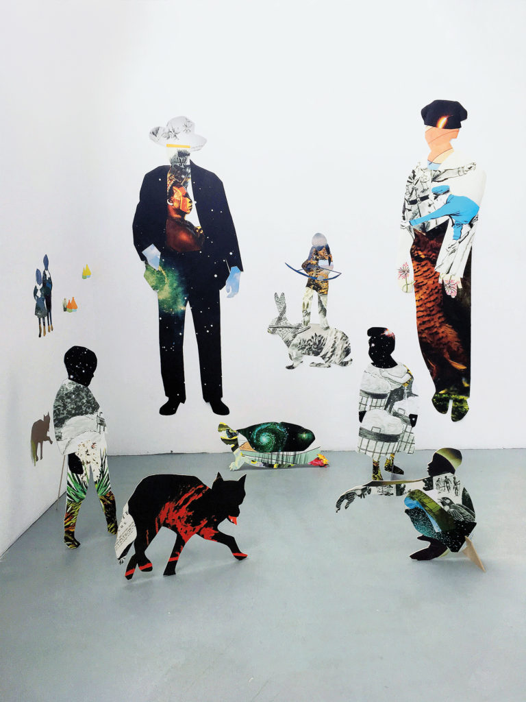 Anna Binta Diallo, <em>Wanderings</em>, 2019. Collages printed on Photo-Tex removable adhesive fabric and mount ed on walls, aluminum composite and PVC board, dimensions variable.