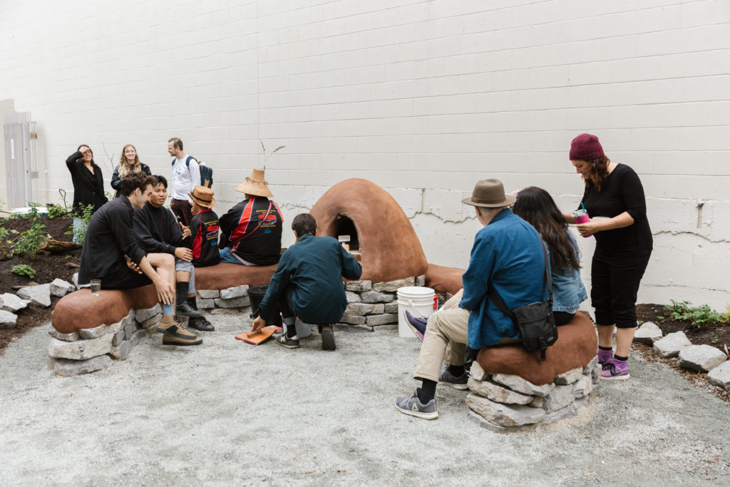 Youth Mentorship Program welcoming ceremony for “x̱aw̓s shew̓áy̓ New Growth《新生林》,” led by T’uy’t’tanat-Cease Wyss, July 6, 2019. Courtesy the artist and 221A, Vancouver, unceded territories. Photo: Damaris Riedinger.