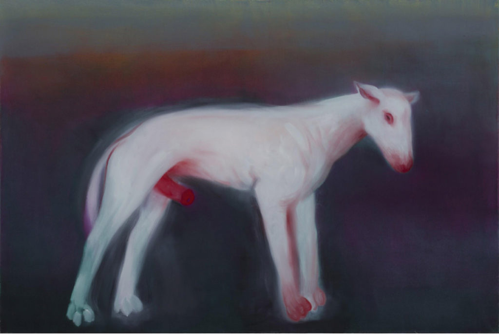 Miriam Cahn, <em>scharferhund</em>, 2012. Oil on canvas, 120 x 180 cm. 
