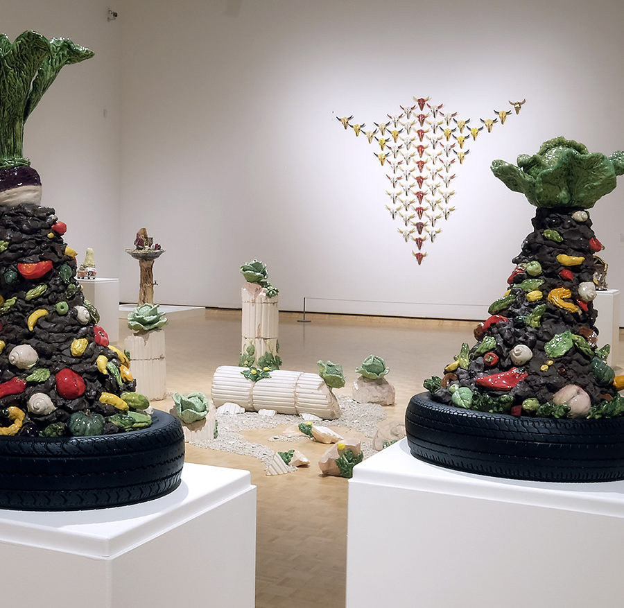 Installation views, Victor Cicansky’s The Gardener’s Universe, 2019, MacKenzie Art Gallery. Photo by Don Hall.