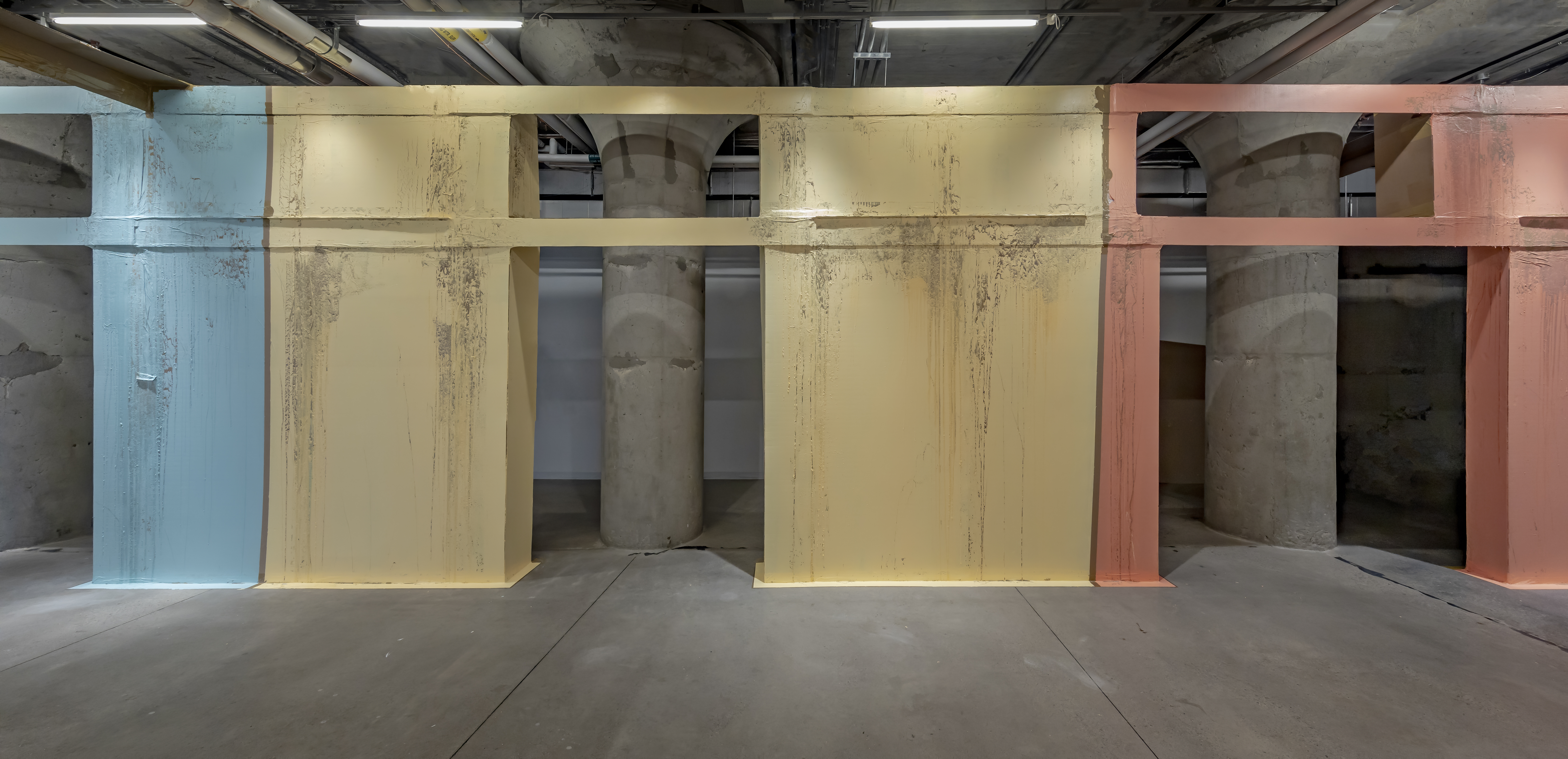 Carlos Bunga, <em>Procession</em>, 2020. Installed at MOCA Toronto. Courtesy the artist, Galeria Elba Benitez (Madrid) and Alexander and Bonin (New York).