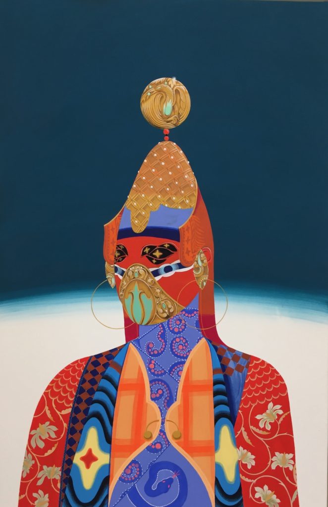 Rajni Perera, <em>Traveller 1</em>, 2018. Mixed media on stretched paper, 58.4 x 90 cm. Courtesy Patel Brown.