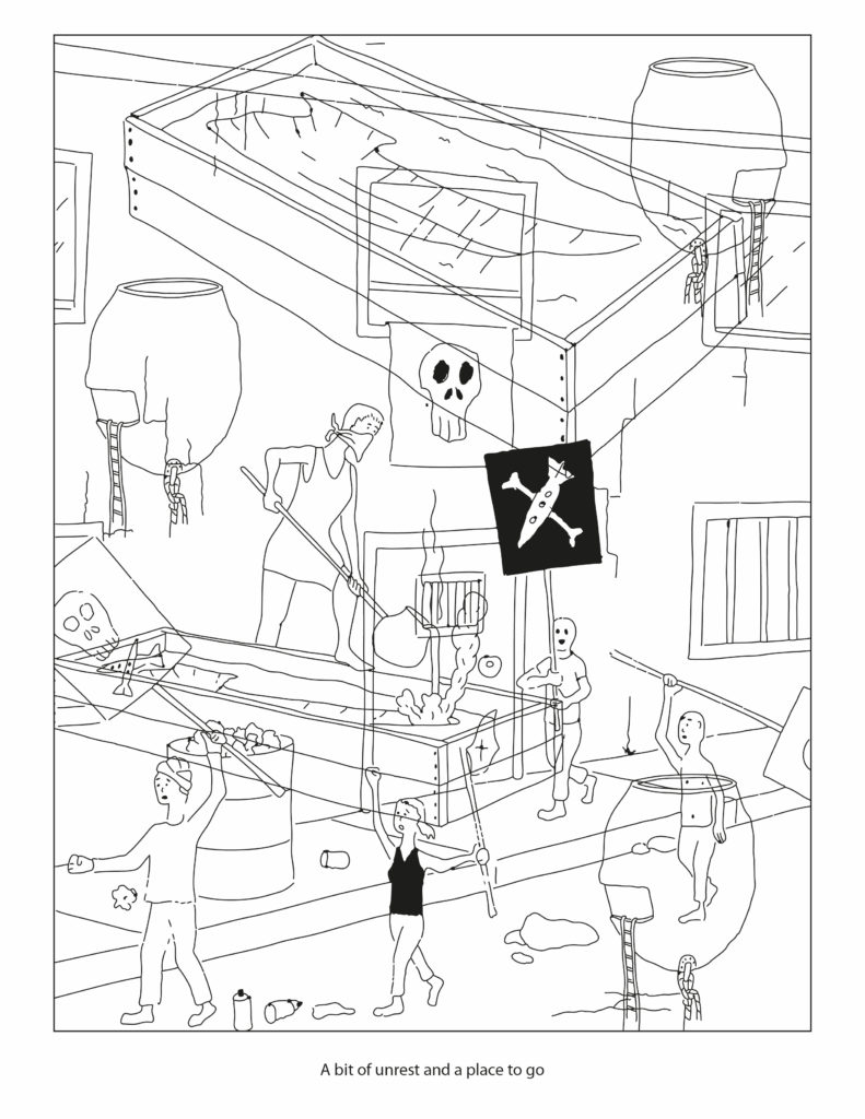 Aron Hill, <em>Colouring Page</em>, 2020. Free downloadable edition for the “Inisolation” project with Herringer Kiss Gallery.