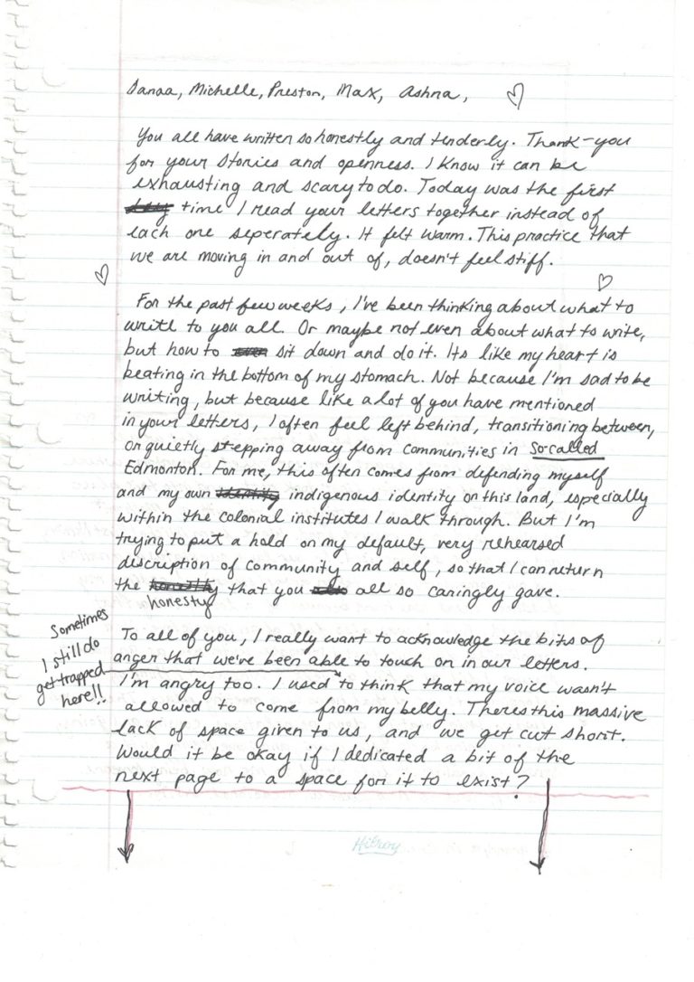 Kiona Ligtvoet wrote this March 21 letter as part of a project Latitude 53 and the Mitchell Art Gallery expanded during the shutdowns. 