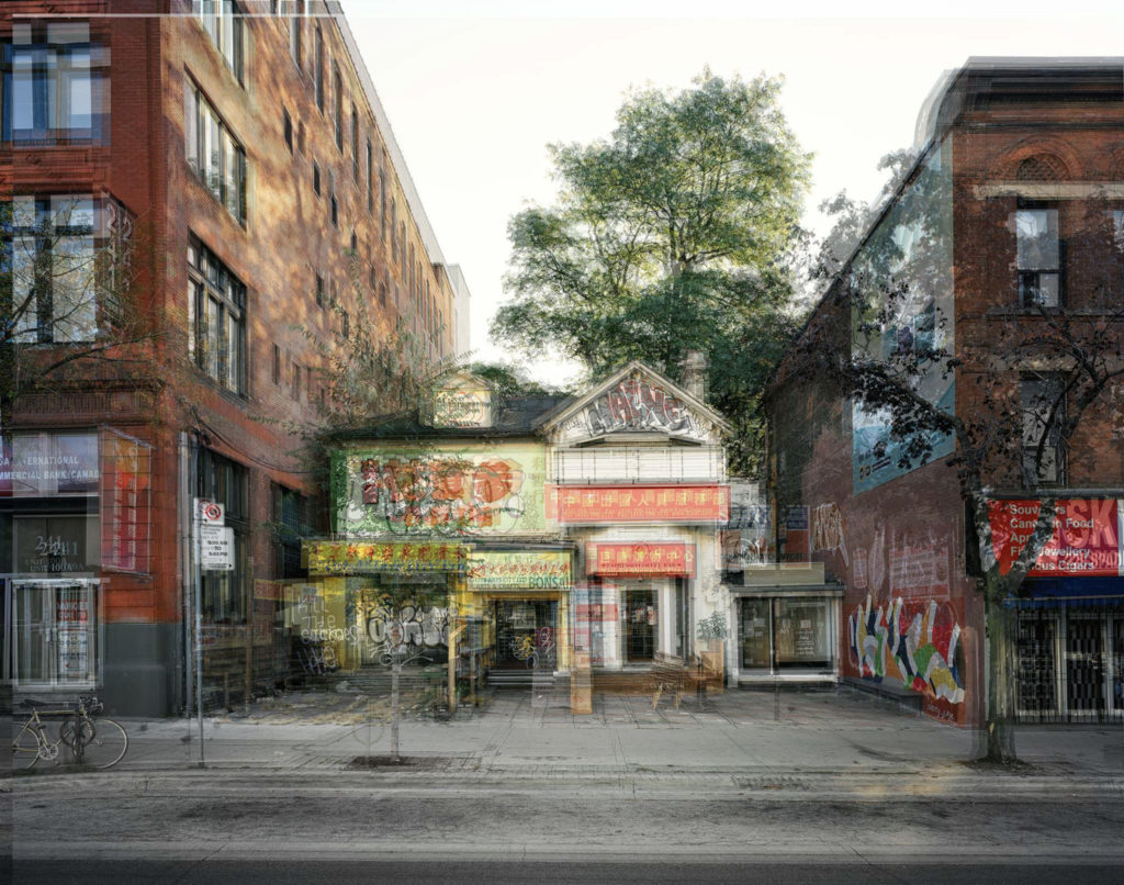 Morris Lum, <em>233-235 Spadina Ave from 2013, 2014, 2016</em>, 2020. Archival pigment print, 102 x 127 cm.