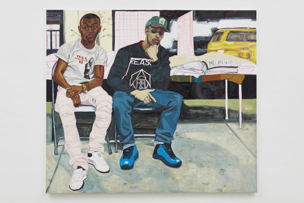 Jordan Casteel, <em>MegaStarBrand's Louie and A-Thug</em>, 2017. Oil on canvas, 198.12 x 228.6 cm. Courtesy the artist and Casey Kaplan, New York.