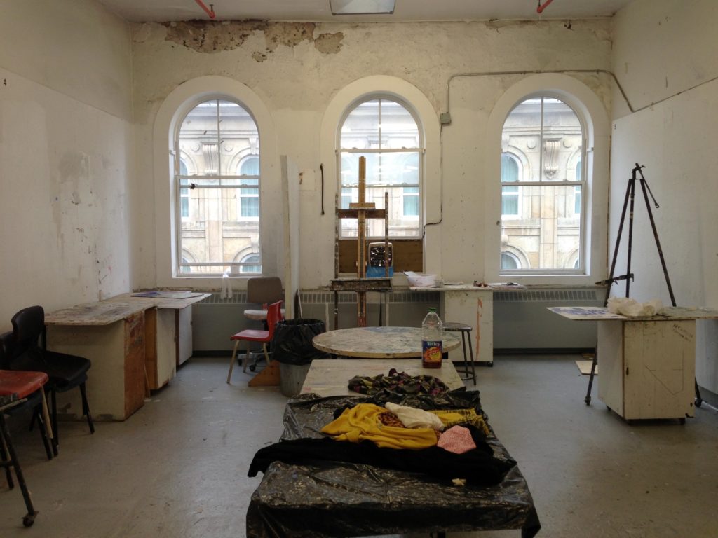 View of a NSCAD University painting studio at end of term in 2013. Photo: Leah Sandals.