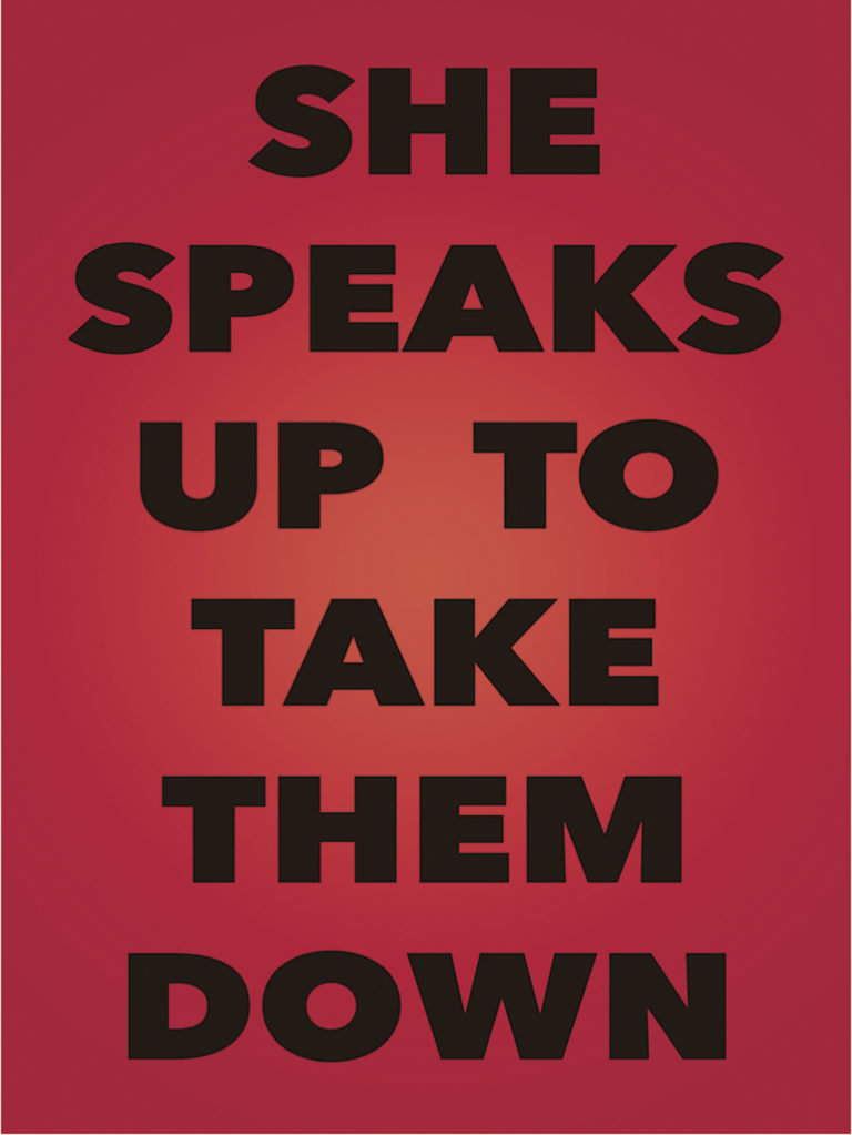 Jeffrey Gibson, <em>SHE SPEAKS UP TO TAKE THEM DOWN</em>, from the series <em>To Name An Other</em>, 2018–19. Digital image, dimensions variable. Courtesy the artist, Sikkema Jenkins & Co., Kavi Gupta, and Roberts Projects.