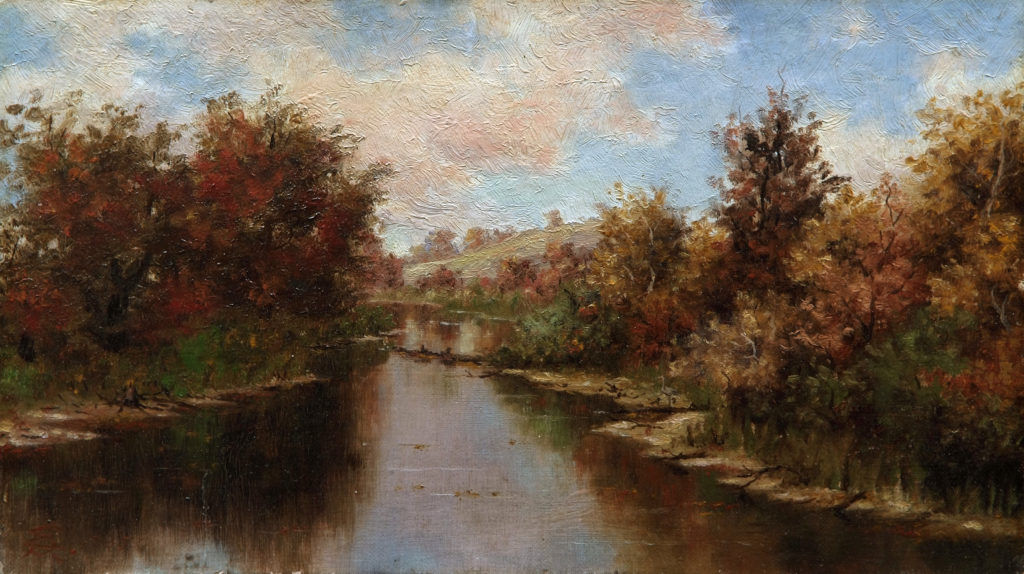 Edward Mitchell Bannister, <em>River Scene</em>, 1885. Oil on canvas, 20.3 x 35.3 cm. Collection Art Gallery of Nova Scotia. 