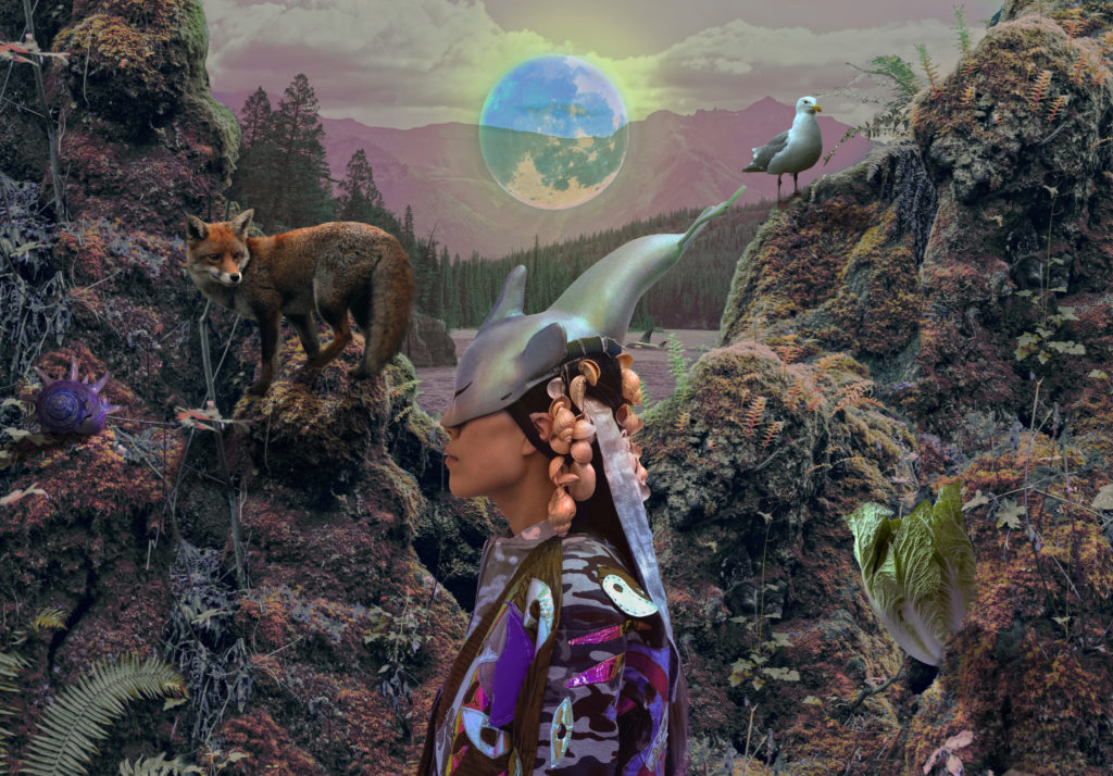 Zadie Xa and Benito Mayor Vallejo, <em>Moon Poetics 4 Courageous Earth Critters and
Dangerous Day Dreamers</em>, 2020, digital collage. Courtesy of the artists.