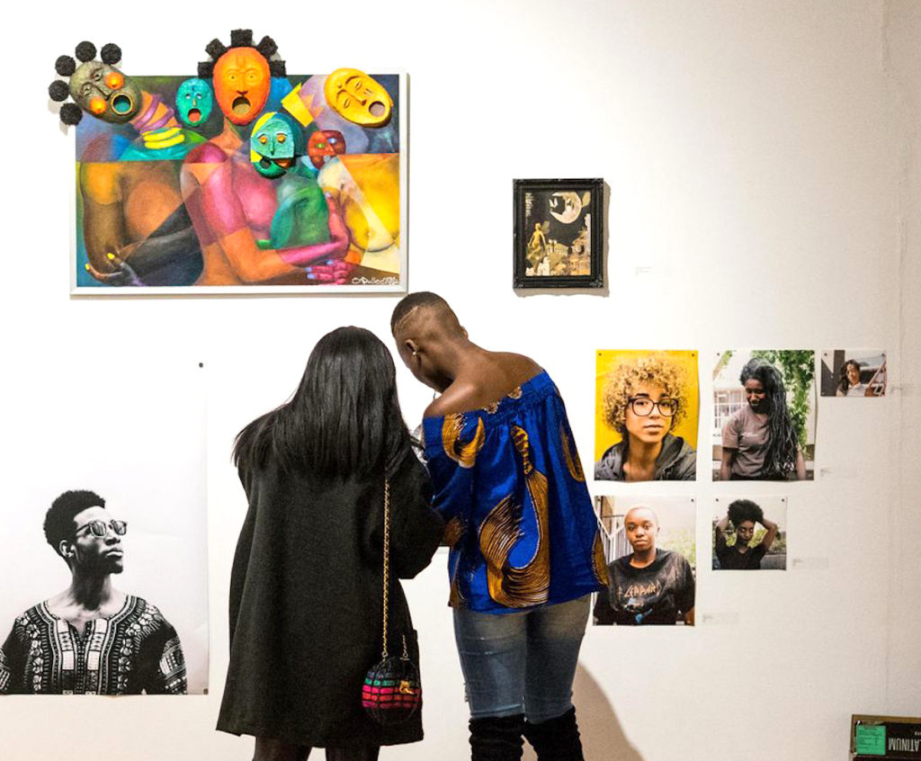 Installation view of Afrocentric Artist Showcase, curated by Alexa Joy, at Aceartinc. as part of Nuit Noire, September 2017. Photo: Travis Ross Photography. 