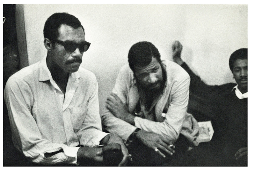 Poets (from left) Calvin Hernton, Norman Pritchard and Charles Patterson at an Umbra meeting, ca. 1963. Collection Amistad Research Centre, New Orleans.