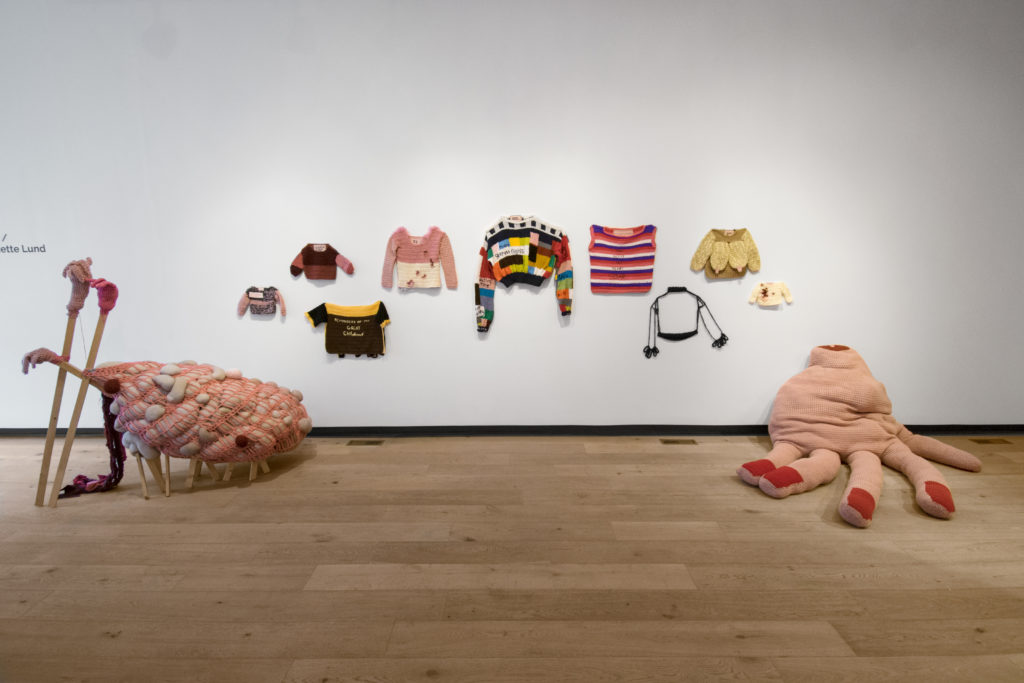 Installation view of Kasie Campbell and Ginette Lund’s “Matrilineal Threads,” 2019. Courtesy The New Gallery, Mohkinstsis (Calgary). 