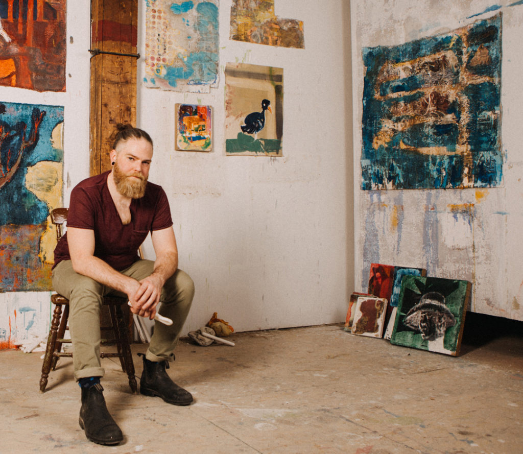 Painter James Gardner, winner of the 2020 Nancy Petry Award, in his studio. Photo Daniel Esteban.