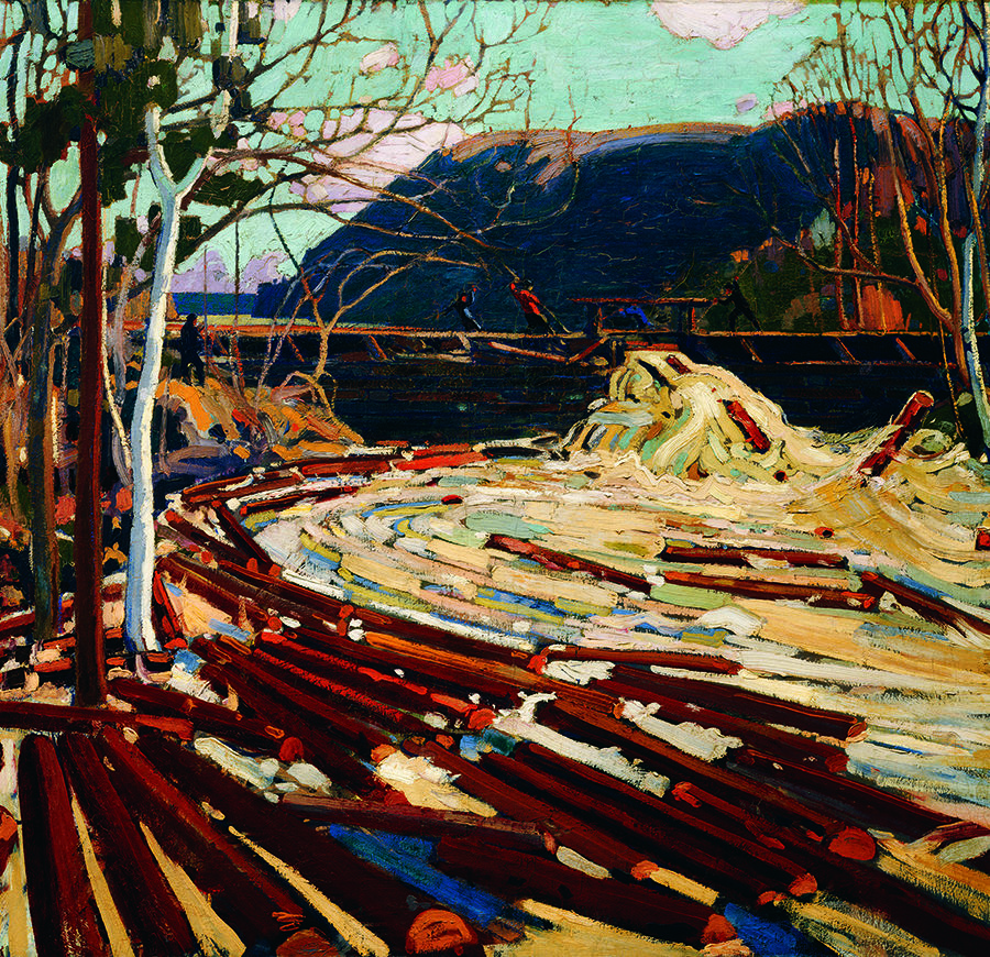 Tom Thomson, The Drive, 1916-17, oil on canvas, 120 × 137.5 cm. Ontario Agricultural College purchase with funds raised by students, faculty and staff, 1926, University of Guelph Collection at the Art Gallery of Guelph