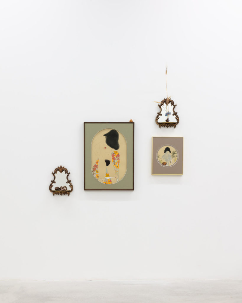 Left: Mia Sandhu, <i>Bawdy 34</i>, 2020. Gouache, watercolour, pencil and charcoal on paper, 76.2 x 55.8 cm. Right: Mia Sandhu, <i>Bawdy 20</i>, 2020. Gouache, watercolour, pencil and charcoal on paper, 43.1 x 35.5 cm. Courtesy Patel Brown/the artist. Photo: Laura Findlay.