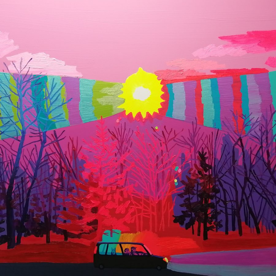 Jack Bishop, Here comes the sun, doot-doot-doot-doot, 2021, oil and acrylic on canvas, 48” x 60”