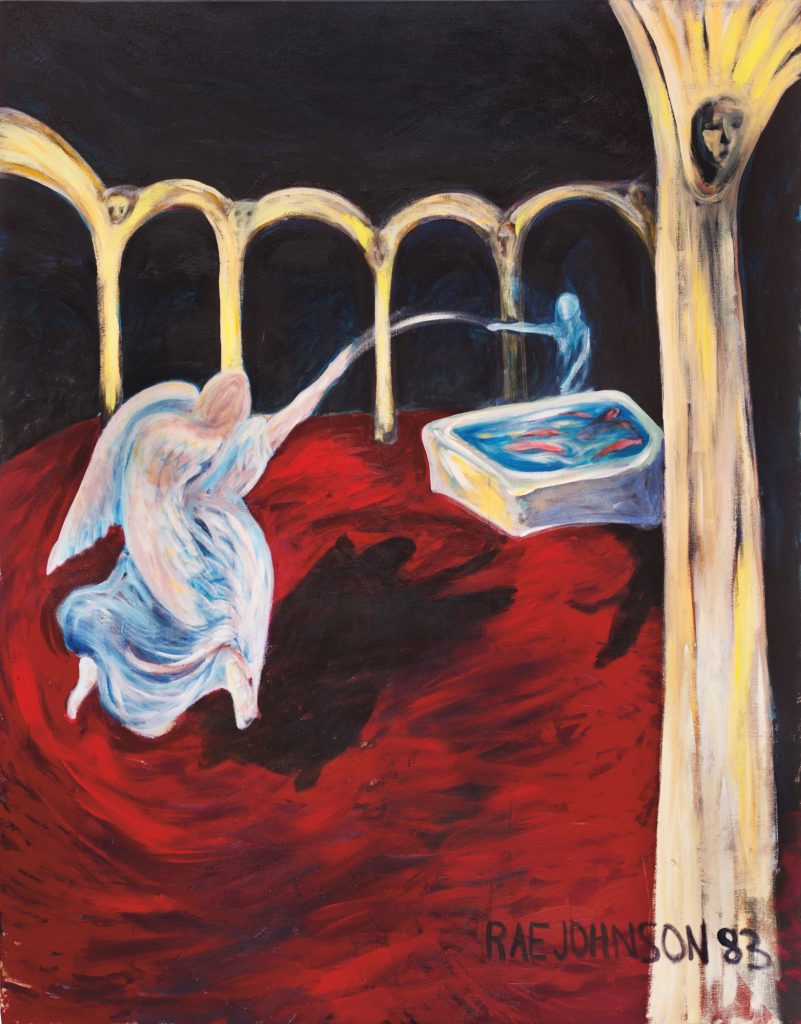 Rae Johnson, <em>Angels in the Palace</em>, 1983. Acrylic on canvas, 2.15 x 1.69 m. Courtesy Christopher Cutts Gallery.