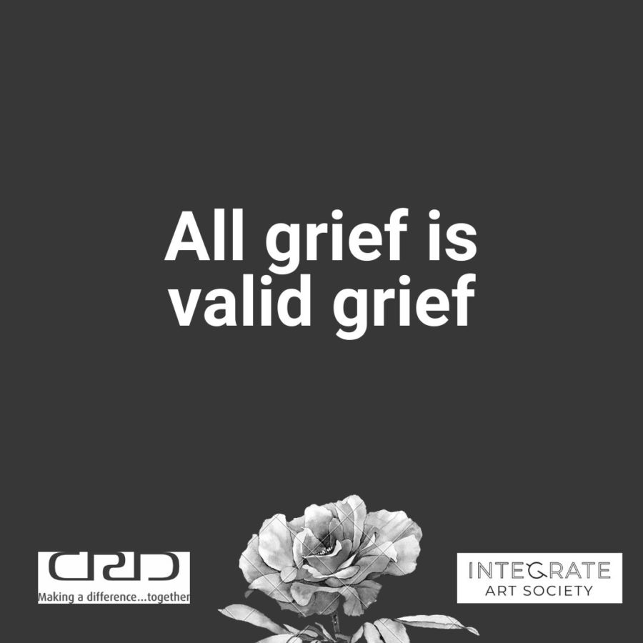 A gray background with the white words "All grief is valid"